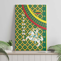 Lithuania Knight Pattern Canvas Wall Art with Traditional Green Yellow Red Design and Vytis Emblem - Wonder Print Shop