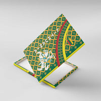 Lithuania Knight Pattern Canvas Wall Art with Traditional Green Yellow Red Design and Vytis Emblem - Wonder Print Shop