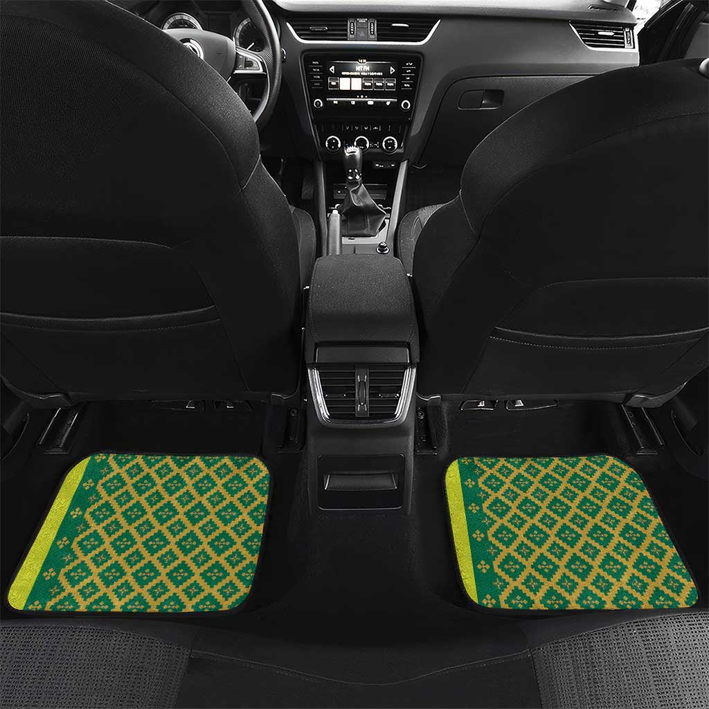 Lithuania Knight Pattern Car Mats with Traditional Green Yellow Red Design and Vytis Emblem - Wonder Print Shop