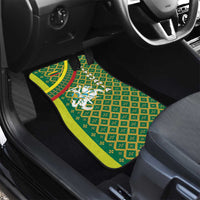 Lithuania Knight Pattern Car Mats with Traditional Green Yellow Red Design and Vytis Emblem - Wonder Print Shop