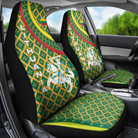 Lithuania Knight Pattern Car Seat Cover with Traditional Green Yellow Red Design and Vytis Emblem - Wonder Print Shop