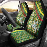 Lithuania Knight Pattern Car Seat Cover with Traditional Green Yellow Red Design and Vytis Emblem - Wonder Print Shop