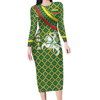 Lithuania Knight Pattern Family Matching Long Sleeve Bodycon Dress and Hawaiian Shirt with Traditional Green Yellow Red Design and Vytis Emblem - Wonder Print Shop