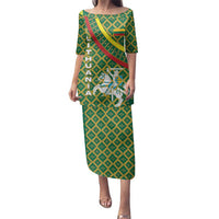 Lithuania Knight Pattern Family Matching Puletasi and Hawaiian Shirt with Traditional Green Yellow Red Design and Vytis Emblem - Wonder Print Shop