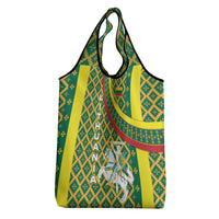 Lithuania Knight Pattern Grocery Bag with Traditional Green Yellow Red Design and Vytis Emblem - Wonder Print Shop