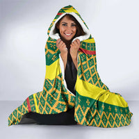 Lithuania Knight Pattern Hooded Blanket with Traditional Green Yellow Red Design and Vytis Emblem - Wonder Print Shop