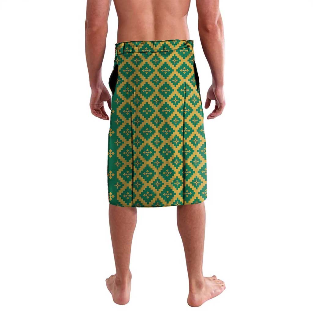 Lithuania Knight Pattern Lavalava with Traditional Green Yellow Red Design and Vytis Emblem - Wonder Print Shop