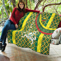 Lithuania Knight Pattern Quilt with Traditional Green Yellow Red Design and Vytis Emblem - Wonder Print Shop