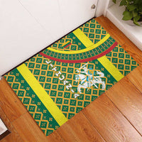 Lithuania Knight Pattern Rubber Doormat with Traditional Green Yellow Red Design and Vytis Emblem - Wonder Print Shop