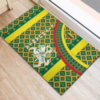Lithuania Knight Pattern Rubber Doormat with Traditional Green Yellow Red Design and Vytis Emblem - Wonder Print Shop