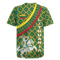Lithuania Knight Pattern Rugby Jersey with Traditional Green Yellow Red Design and Vytis Emblem - Wonder Print Shop