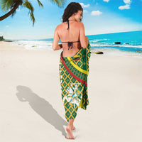 Lithuania Knight Pattern Sarong with Traditional Green Yellow Red Design and Vytis Emblem - Wonder Print Shop