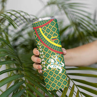 Lithuania Knight Pattern Skinny Tumbler with Traditional Green Yellow Red Design and Vytis Emblem - Wonder Print Shop