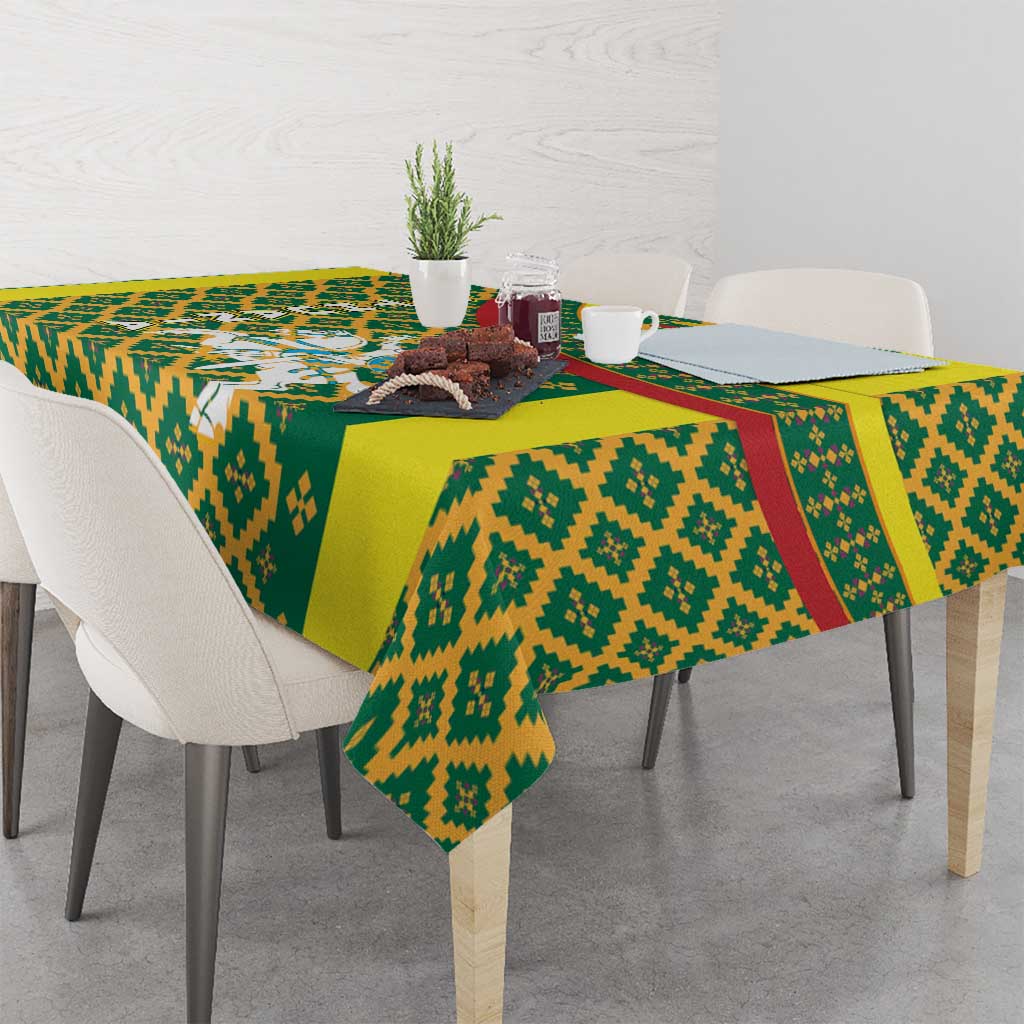 Lithuania Knight Pattern Tablecloth with Traditional Green Yellow Red Design and Vytis Emblem - Wonder Print Shop
