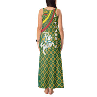 Lithuania Knight Pattern Tank Maxi Dress with Traditional Green Yellow Red Design and Vytis Emblem - Wonder Print Shop