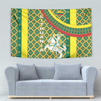 Lithuania Knight Pattern Tapestry with Traditional Green Yellow Red Design and Vytis Emblem - Wonder Print Shop