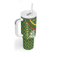 Lithuania Knight Pattern Tumbler With Handle with Traditional Green Yellow Red Design and Vytis Emblem - Wonder Print Shop