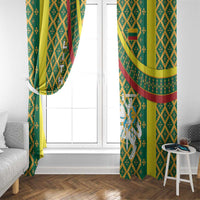Lithuania Knight Pattern Window Curtain with Traditional Green Yellow Red Design and Vytis Emblem - Wonder Print Shop