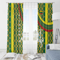 Lithuania Knight Pattern Window Curtain with Traditional Green Yellow Red Design and Vytis Emblem - Wonder Print Shop