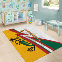 Lithuania Flag Colors Area Rug with Vytis Knight Design and Bold Lightning Motif - Wonder Print Shop
