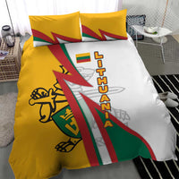 Lithuania Flag Colors Bedding Set with Vytis Knight Design and Bold Lightning Motif - Wonder Print Shop