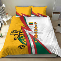 Lithuania Flag Colors Bedding Set with Vytis Knight Design and Bold Lightning Motif - Wonder Print Shop
