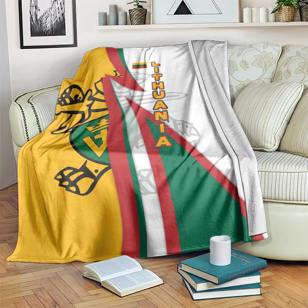 Lithuania Flag Colors Blanket with Vytis Knight Design and Bold Lightning Motif - Wonder Print Shop
