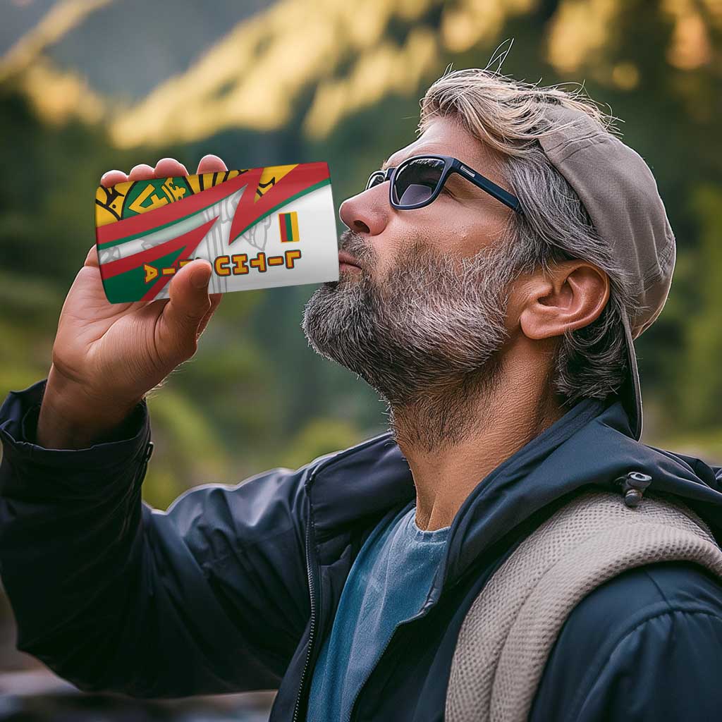 Lithuania Flag Colors 4 in 1 Can Cooler Tumbler with Vytis Knight Design and Bold Lightning Motif - Wonder Print Shop