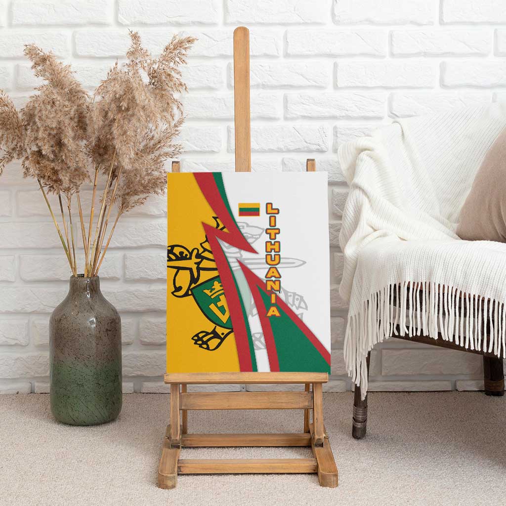 Lithuania Flag Colors Canvas Wall Art with Vytis Knight Design and Bold Lightning Motif - Wonder Print Shop
