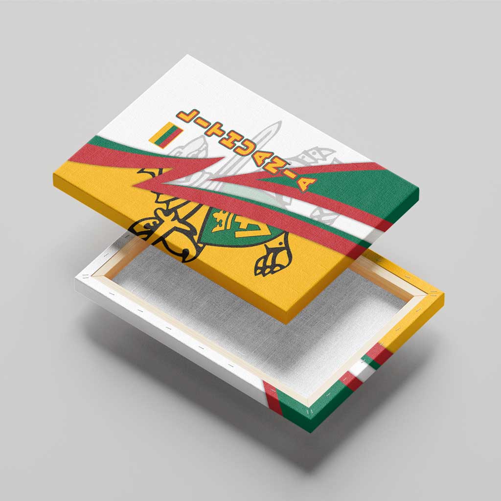 Lithuania Flag Colors Canvas Wall Art with Vytis Knight Design and Bold Lightning Motif - Wonder Print Shop