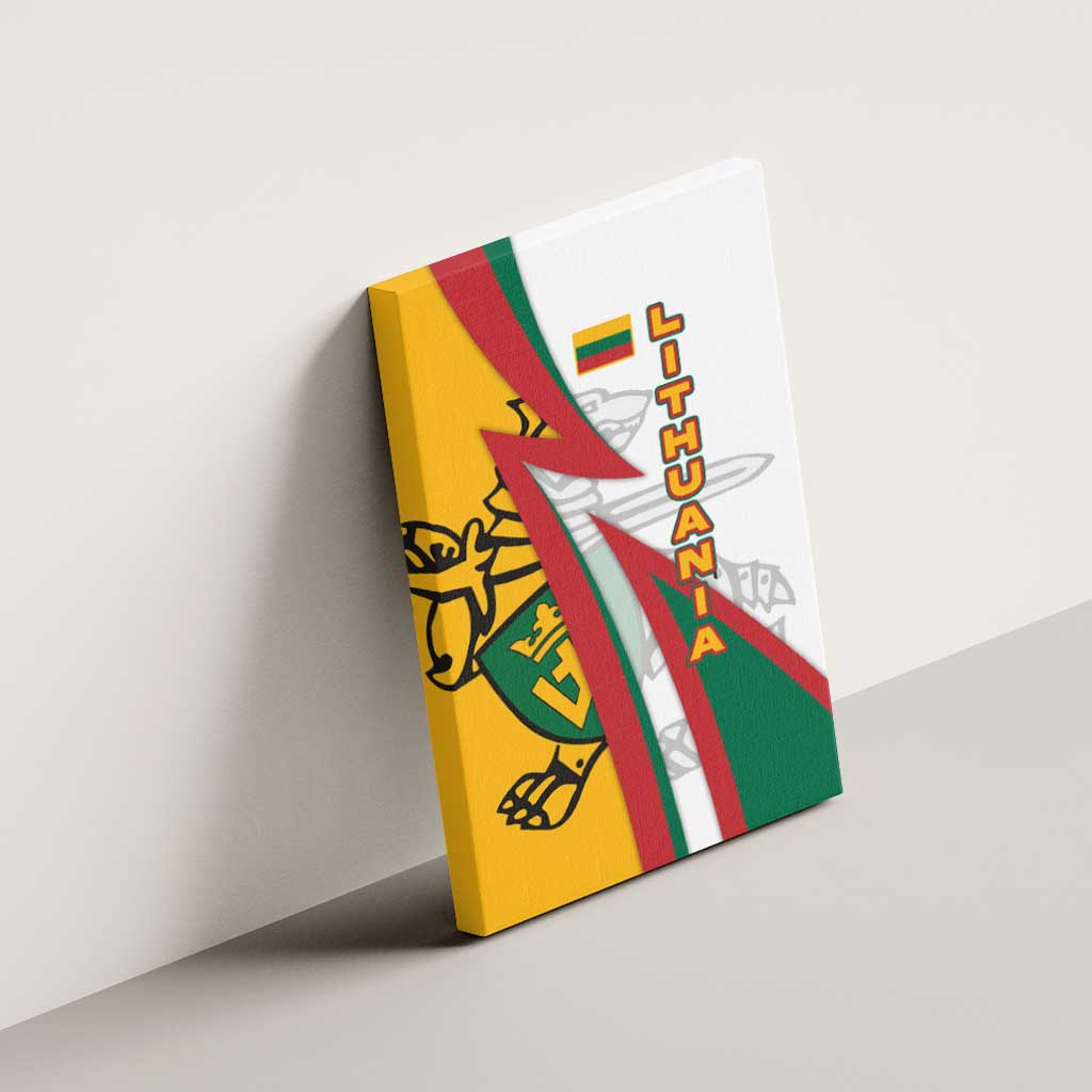 Lithuania Flag Colors Canvas Wall Art with Vytis Knight Design and Bold Lightning Motif - Wonder Print Shop