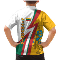 Lithuania Flag Colors Family Matching Mermaid Dress and Hawaiian Shirt with Vytis Knight Design and Bold Lightning Motif - Wonder Print Shop