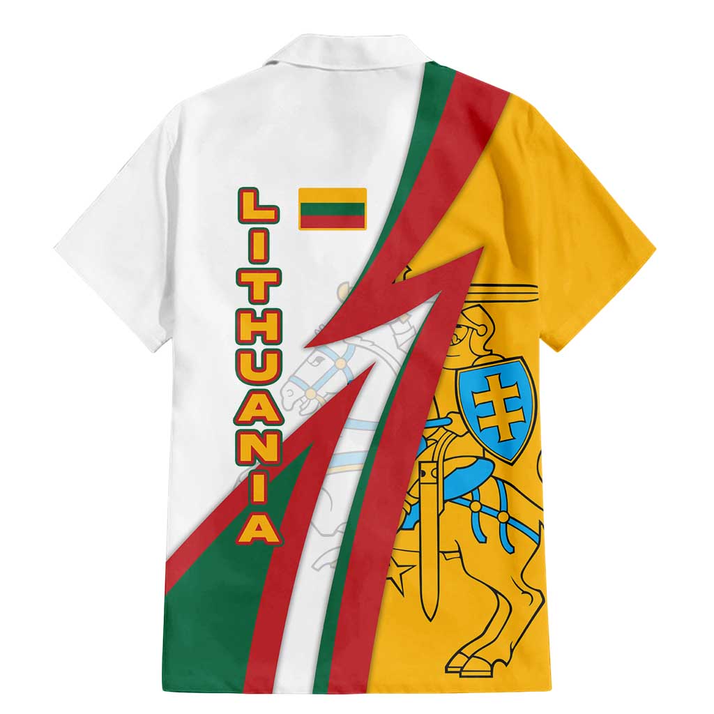 Lithuania Flag Colors Family Matching Mermaid Dress and Hawaiian Shirt with Vytis Knight Design and Bold Lightning Motif - Wonder Print Shop