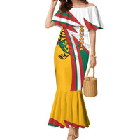 Lithuania Flag Colors Family Matching Mermaid Dress and Hawaiian Shirt with Vytis Knight Design and Bold Lightning Motif - Wonder Print Shop