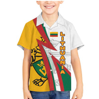 Lithuania Flag Colors Family Matching Mermaid Dress and Hawaiian Shirt with Vytis Knight Design and Bold Lightning Motif - Wonder Print Shop