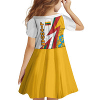 Lithuania Flag Colors Family Matching Off Shoulder Maxi Dress and Hawaiian Shirt with Vytis Knight Design and Bold Lightning Motif - Wonder Print Shop