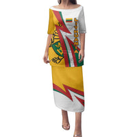 Lithuania Flag Colors Family Matching Puletasi and Hawaiian Shirt with Vytis Knight Design and Bold Lightning Motif - Wonder Print Shop