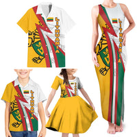 Lithuania Flag Colors Family Matching Tank Maxi Dress and Hawaiian Shirt with Vytis Knight Design and Bold Lightning Motif - Wonder Print Shop
