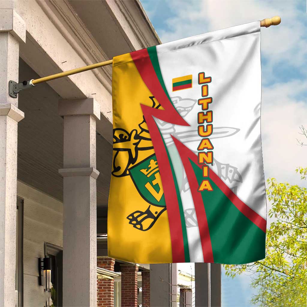 Lithuania Flag Colors Garden Flag with Vytis Knight Design and Bold Lightning Motif - Wonder Print Shop