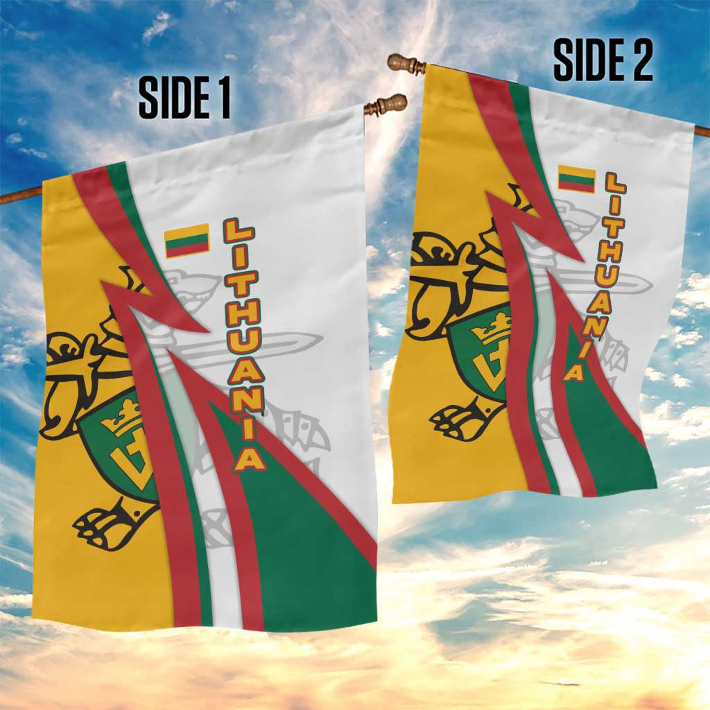 Lithuania Flag Colors Garden Flag with Vytis Knight Design and Bold Lightning Motif - Wonder Print Shop