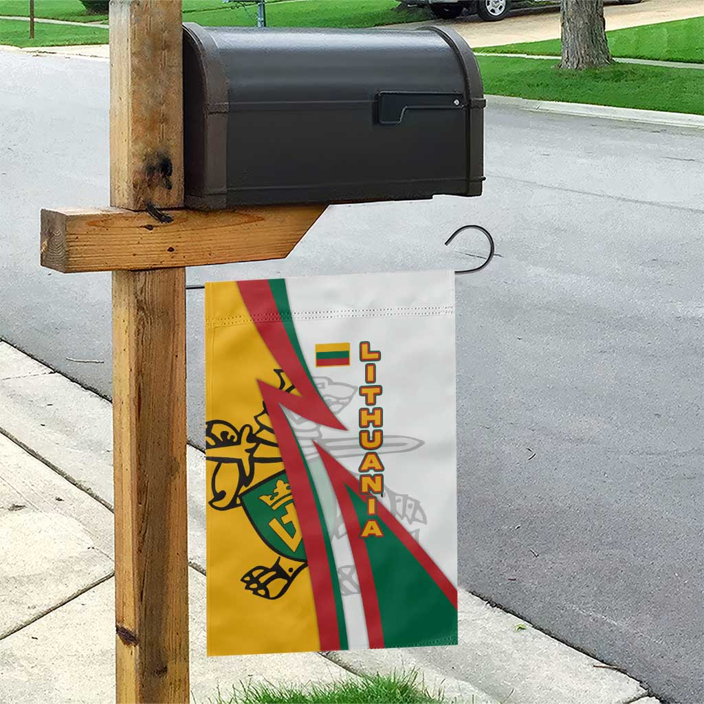 Lithuania Flag Colors Garden Flag with Vytis Knight Design and Bold Lightning Motif - Wonder Print Shop