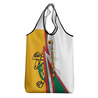 Lithuania Flag Colors Grocery Bag with Vytis Knight Design and Bold Lightning Motif - Wonder Print Shop