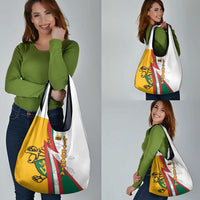 Lithuania Flag Colors Grocery Bag with Vytis Knight Design and Bold Lightning Motif - Wonder Print Shop