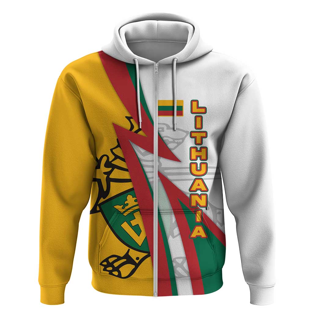 Lithuania Flag Colors Hoodie with Vytis Knight Design and Bold Lightning Motif - Wonder Print Shop