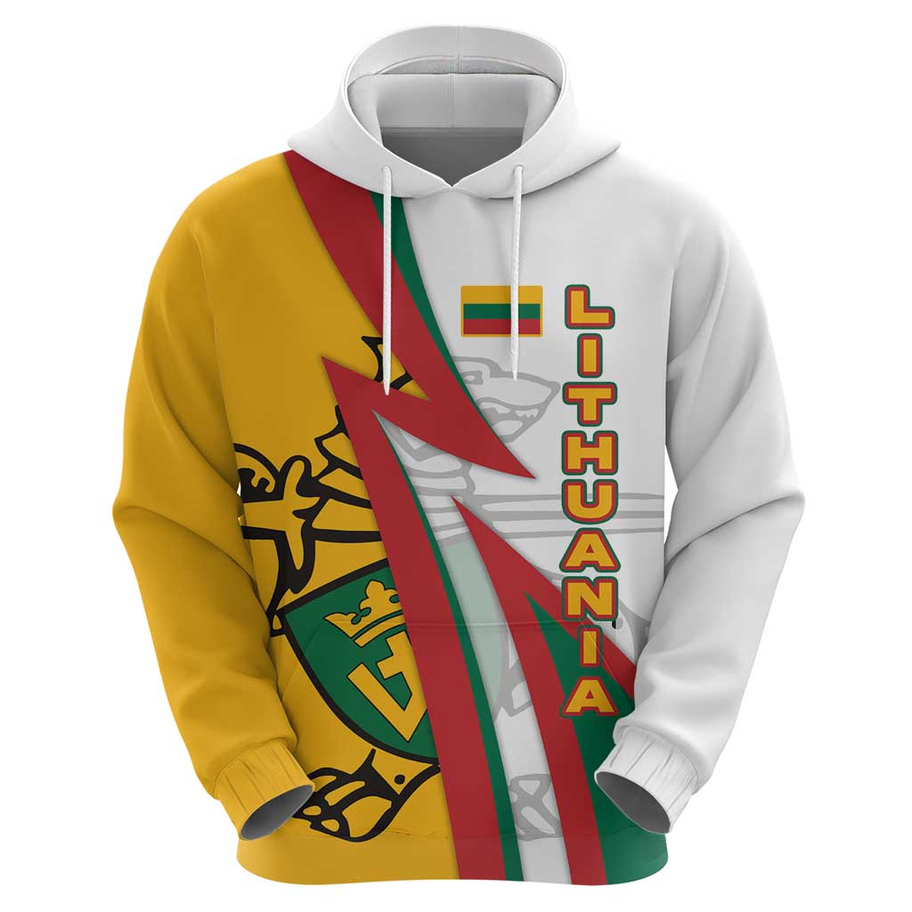 Lithuania Flag Colors Hoodie with Vytis Knight Design and Bold Lightning Motif - Wonder Print Shop