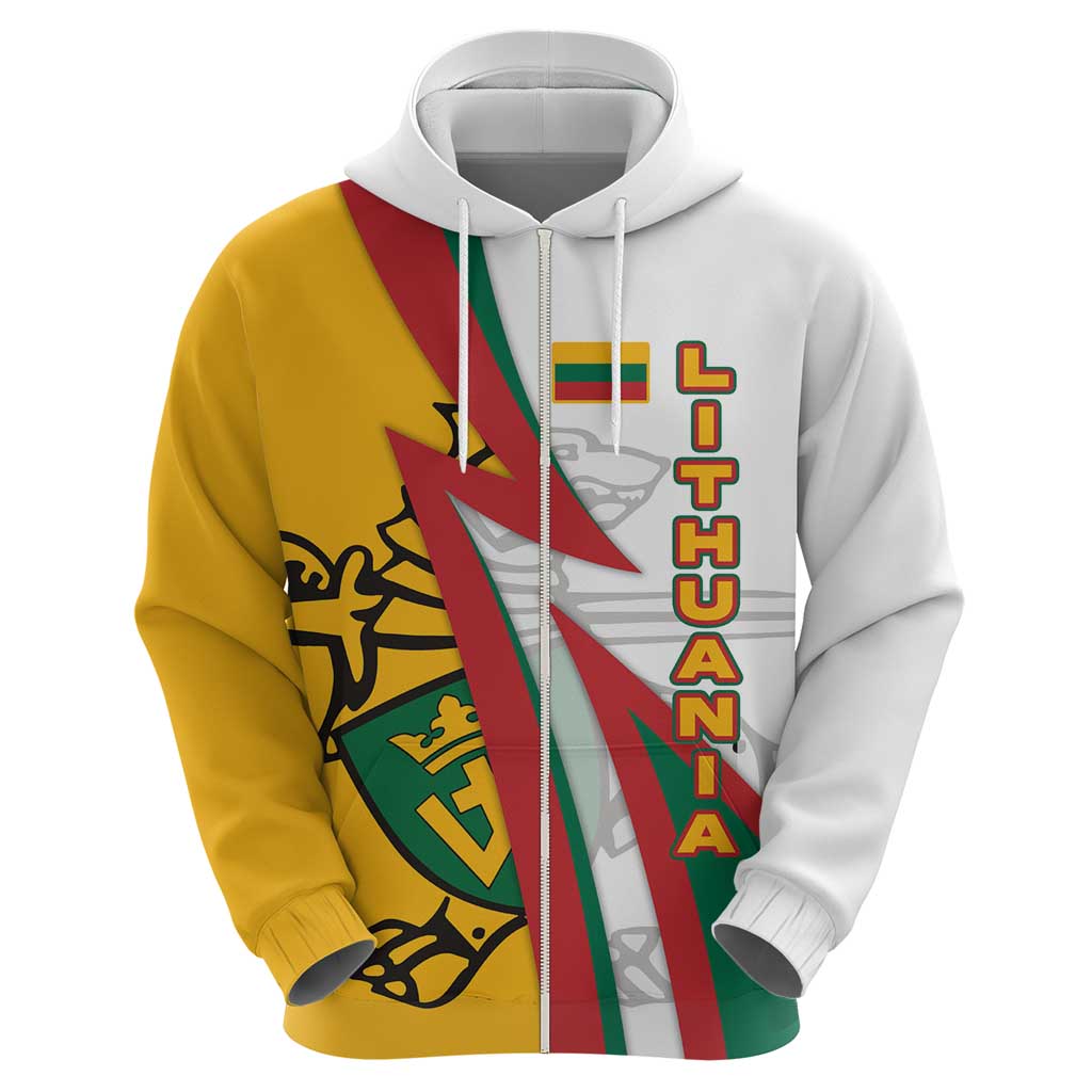 Lithuania Flag Colors Hoodie with Vytis Knight Design and Bold Lightning Motif - Wonder Print Shop