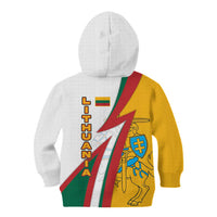 Lithuania Flag Colors Kid Hoodie with Vytis Knight Design and Bold Lightning Motif - Wonder Print Shop