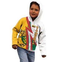 Lithuania Flag Colors Kid Hoodie with Vytis Knight Design and Bold Lightning Motif - Wonder Print Shop