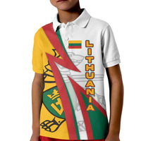 Lithuania Flag Colors Kid Polo Shirt with Vytis Knight Design and Bold Lightning Motif - Wonder Print Shop