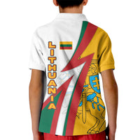 Lithuania Flag Colors Kid Polo Shirt with Vytis Knight Design and Bold Lightning Motif - Wonder Print Shop
